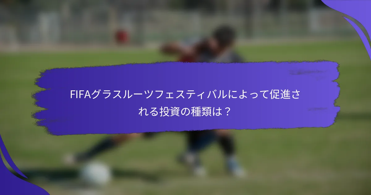 FIFAグラスルーツフェスティバルによって促進される投資の種類は？