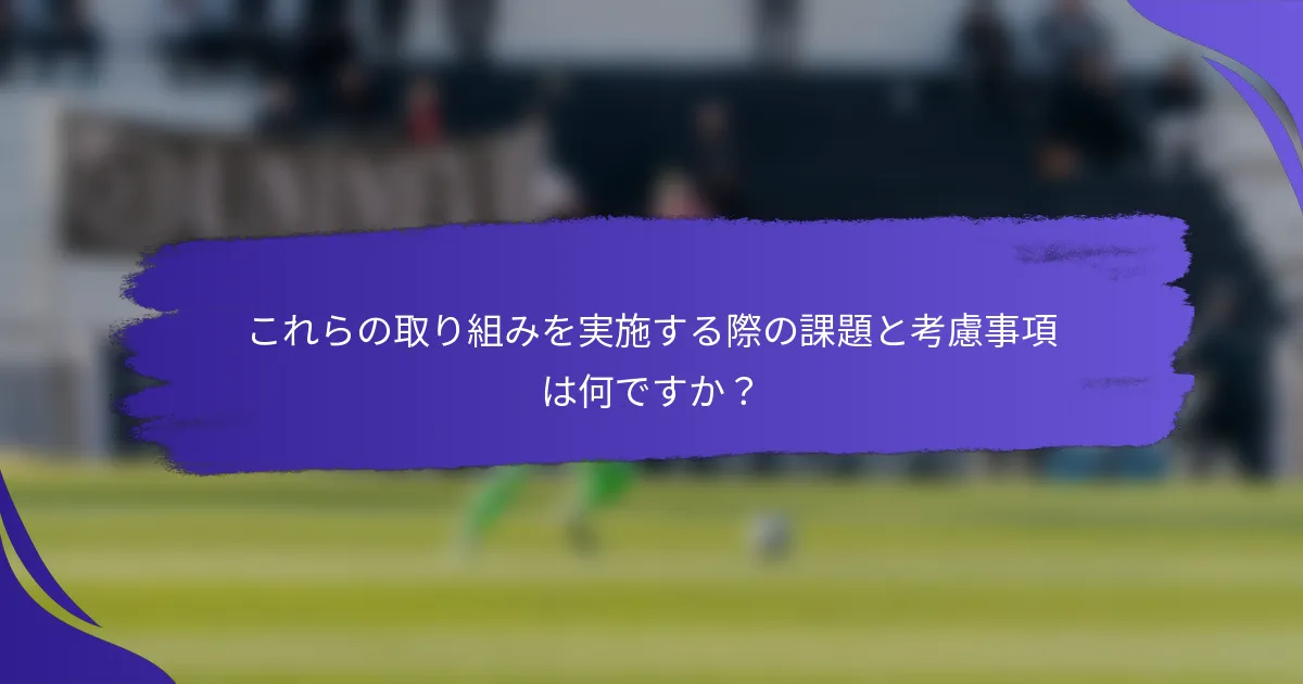 これらの取り組みを実施する際の課題と考慮事項は何ですか？